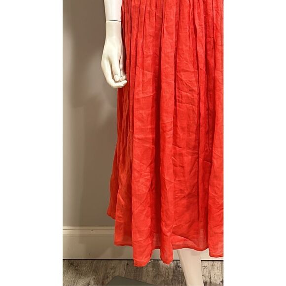 SEA Frida Red Ruffled Off-the-Shoulder Midi Dress Size Small - Picture 8 of 12